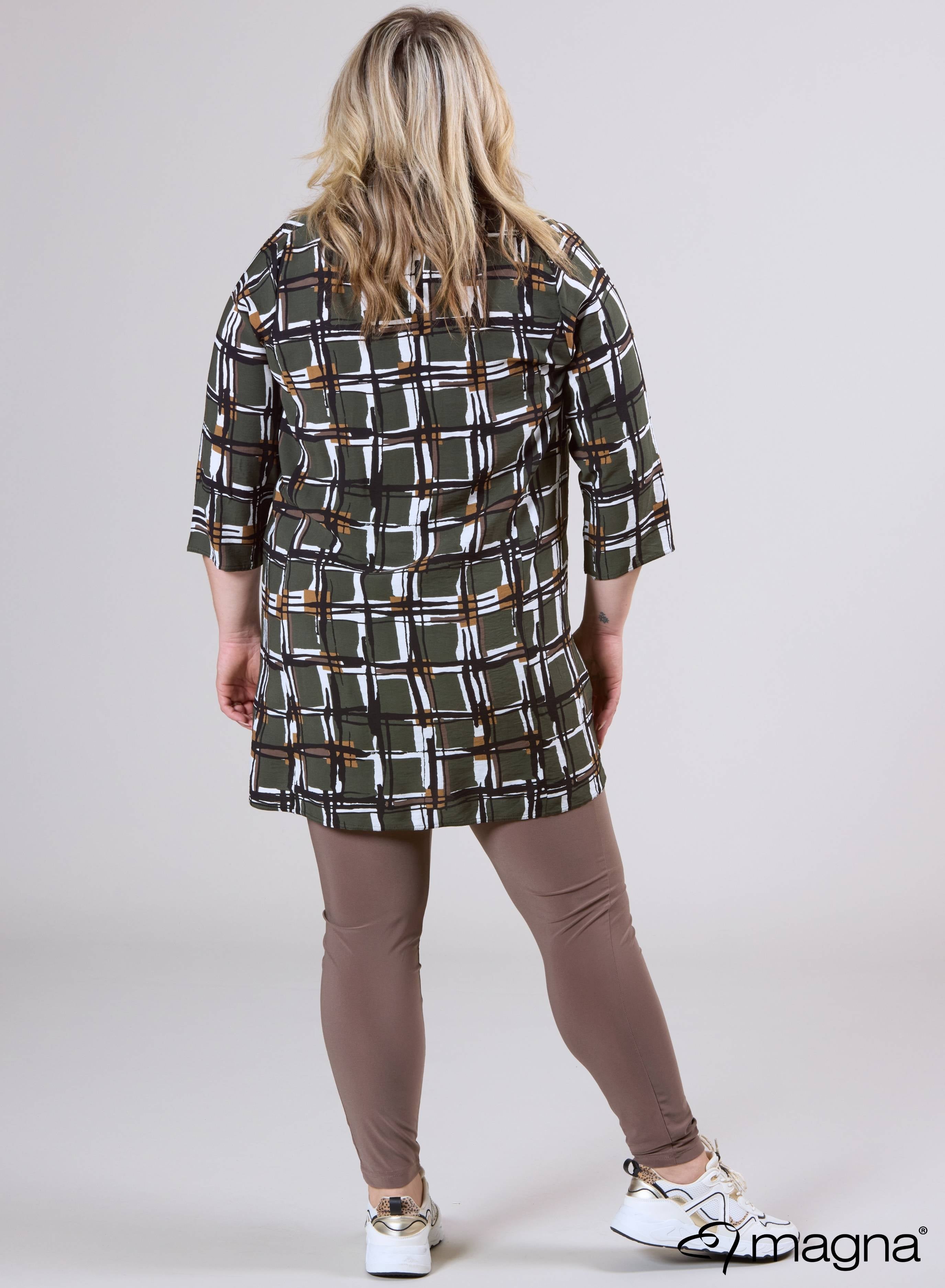 Magna V-hals Lichtgewicht Viscose Tuniek Groen Vierkant