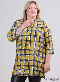 Magna V-hals Lichtgewicht Viscose Tuniek Mosterd Vierkant