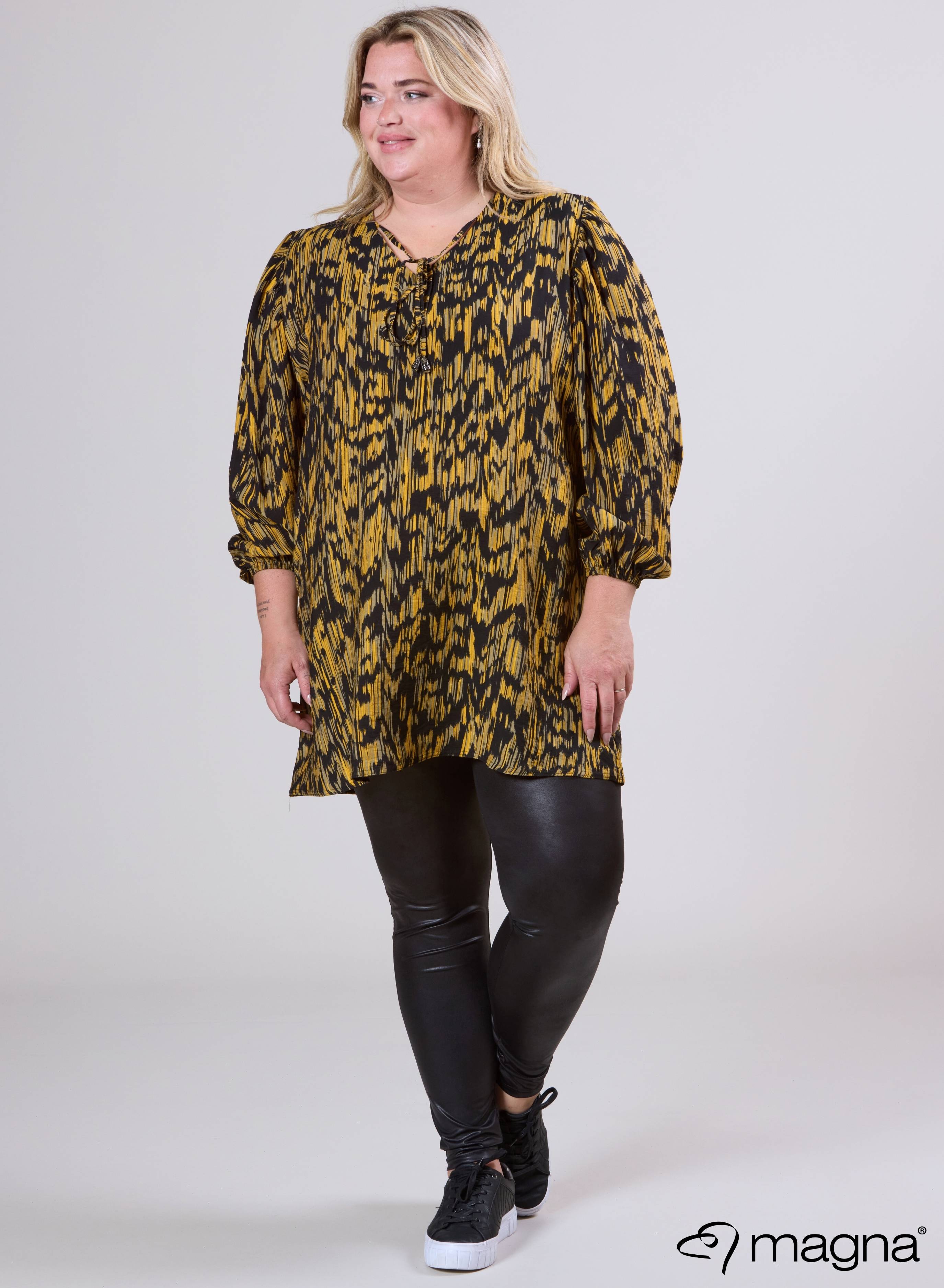 Magna Puffy Lichtgewicht Viscose Blouse Digitaal Geel