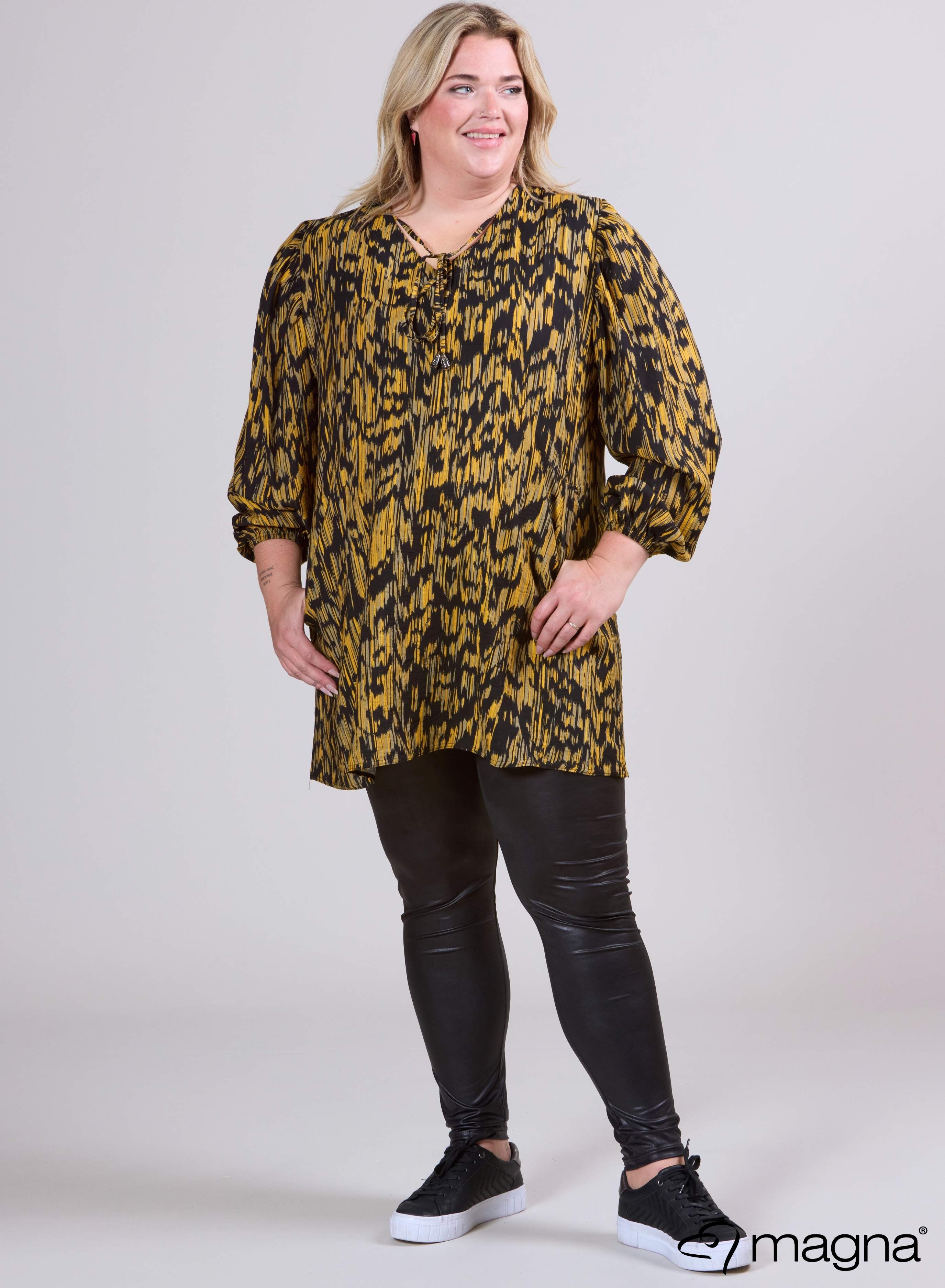 Magna Puffy Lichtgewicht Viscose Blouse Digitaal Geel