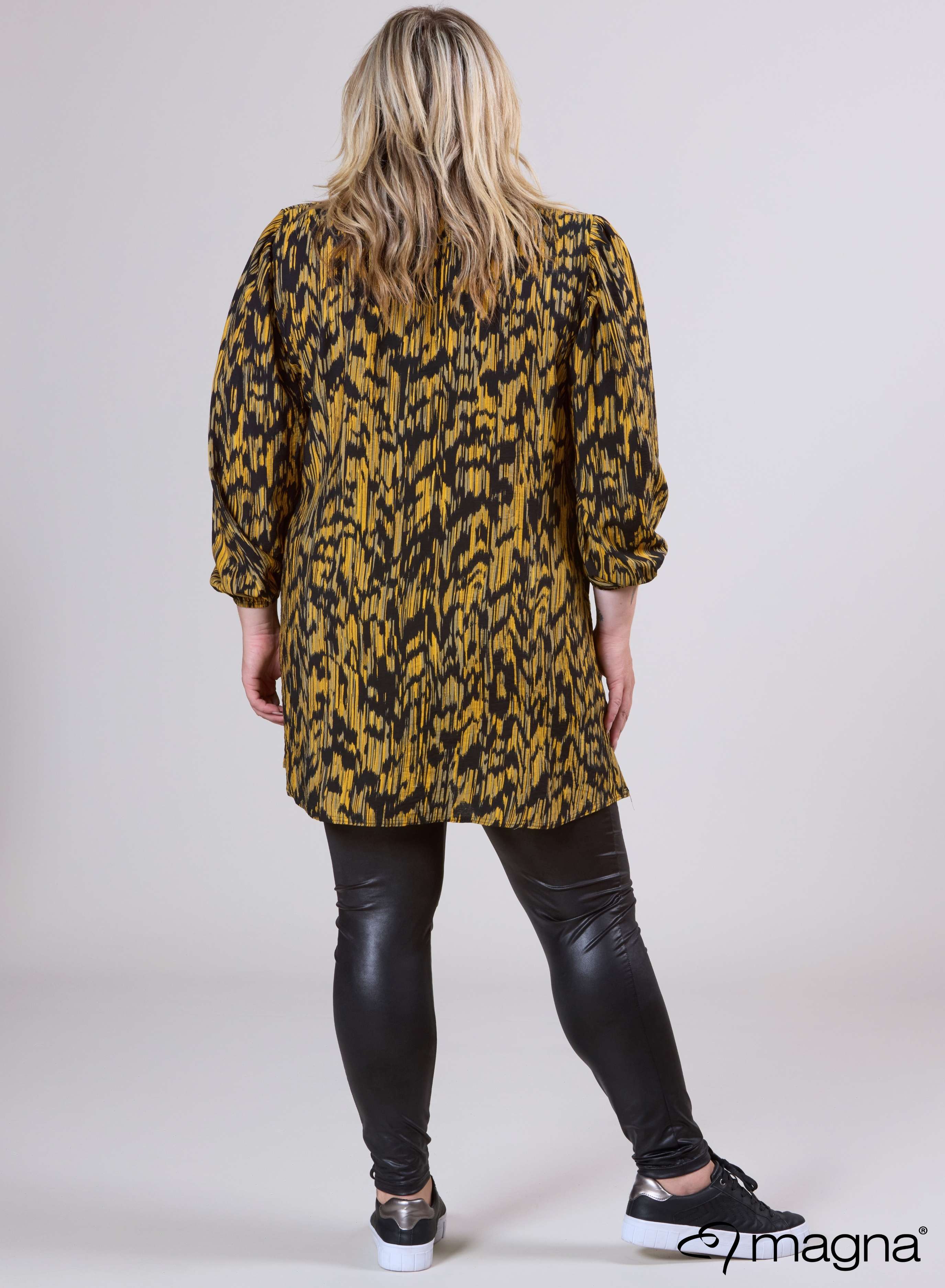 Magna Puffy Lichtgewicht Viscose Blouse Digitaal Geel