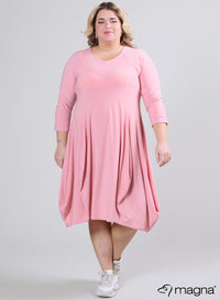 Magna Lange Gedrapeerde Jurk Oude Roza