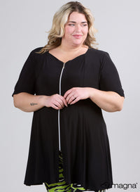 Magna A-line Shaped Zipper Tunic Black