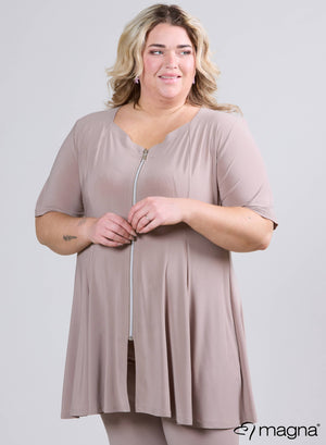Magna A-line Shaped Zipper Tunic Sand