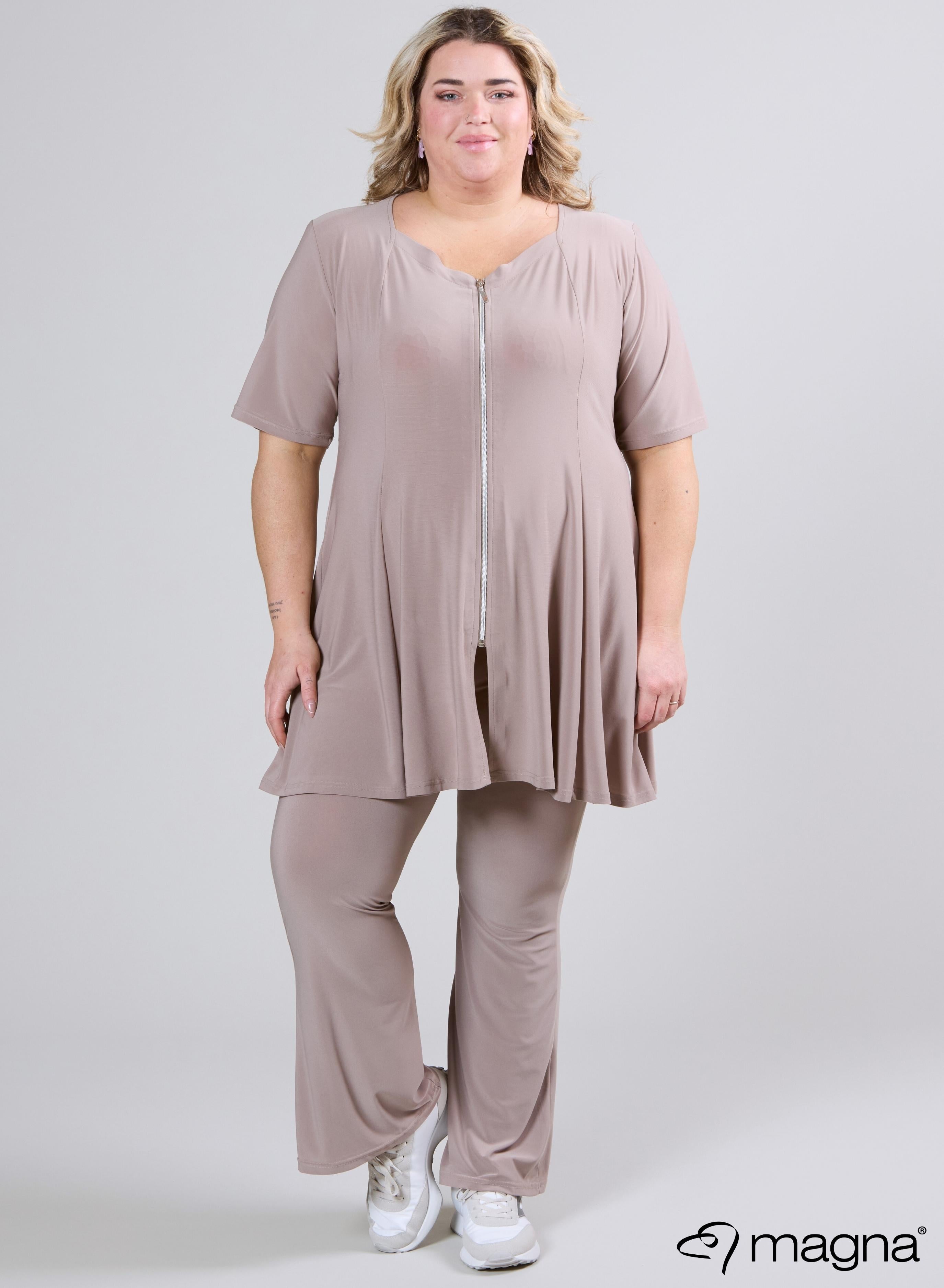 Magna A-line Shaped Zipper Tunic Sand
