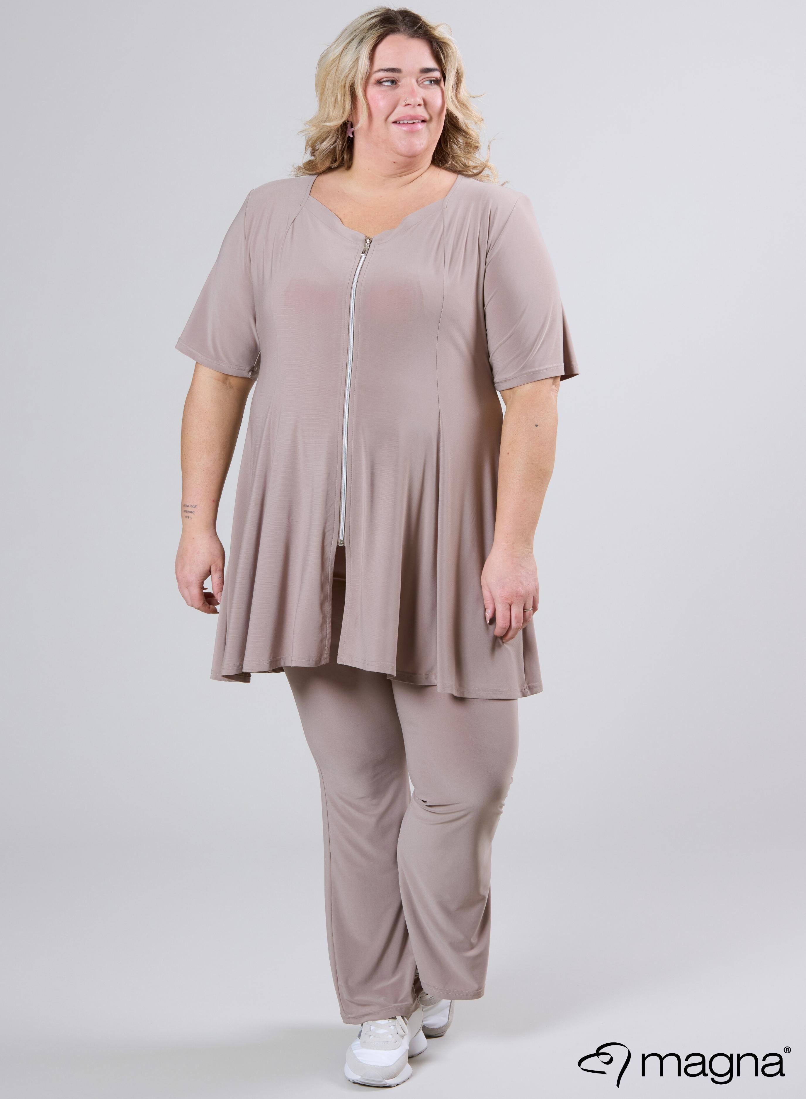 Magna A-line Shaped Zipper Tunic Sand