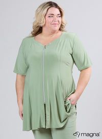 Magna A-line Shaped Zipper Tunic L. Khaki