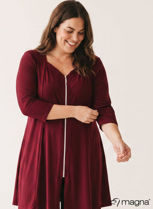 Magna A-line Zipper Tunic Wine Red