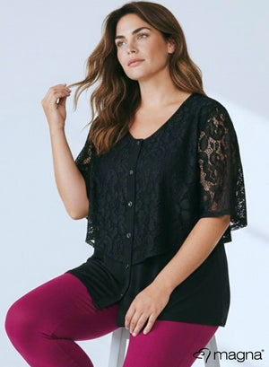 Magna Lace Layer Tunic Short Sleeve Black