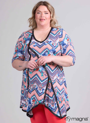 Magna Dreieck Tunika Chevron Blume Koralle Orange