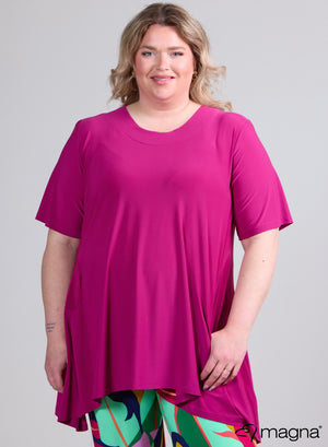 Magna Generous Pocket Tunic Half Sleeves Dark Fuchsia