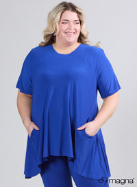 Magna Tuniek met Ruime Zakken en Halve Mouwen, Koningsblauw