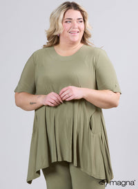 Magna Tuniek met Ruime Zakken en Halve Mouwen Groen Wilg