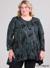 Magna Warm Generous Pocket Tunic Lines Green