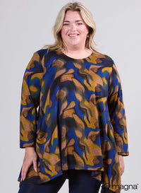 Magna Warme Tuniek met Royale Zakken Cloudy Waves Blauw