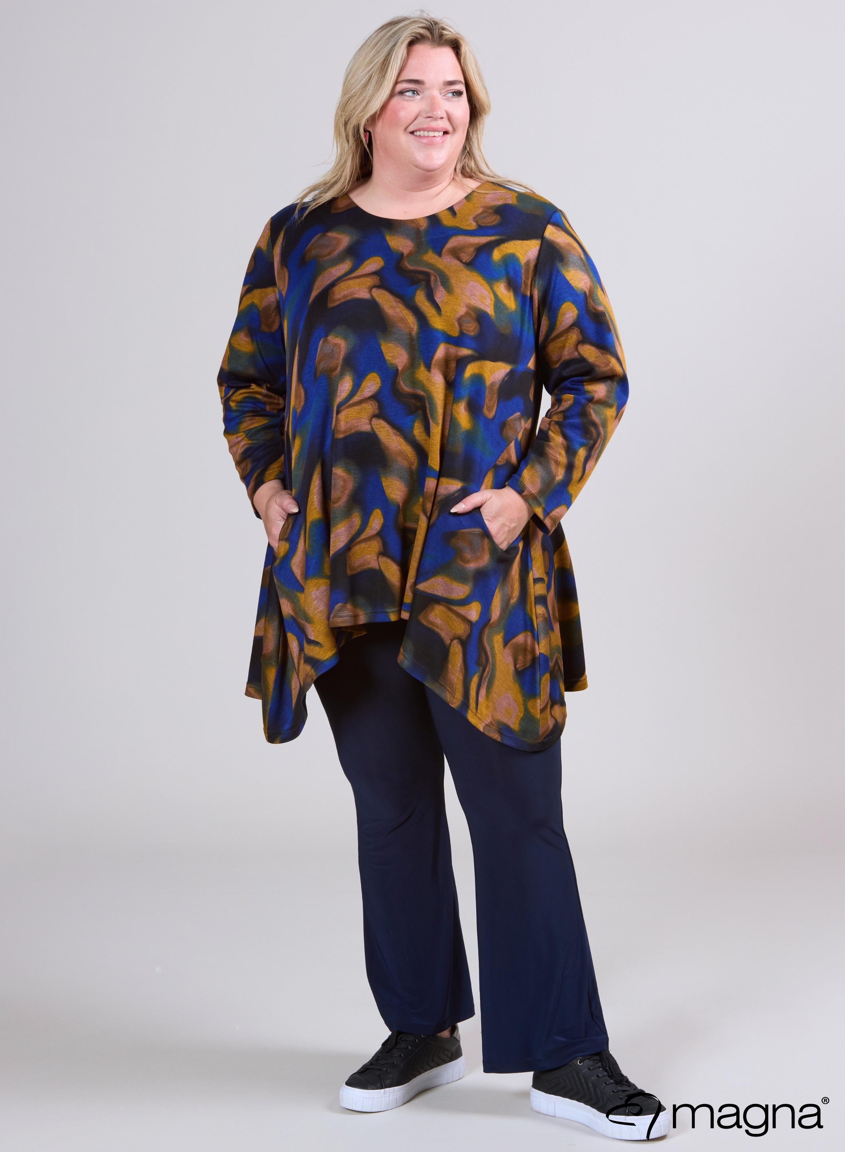 Magna Warme Tuniek met Royale Zakken Cloudy Waves Blauw