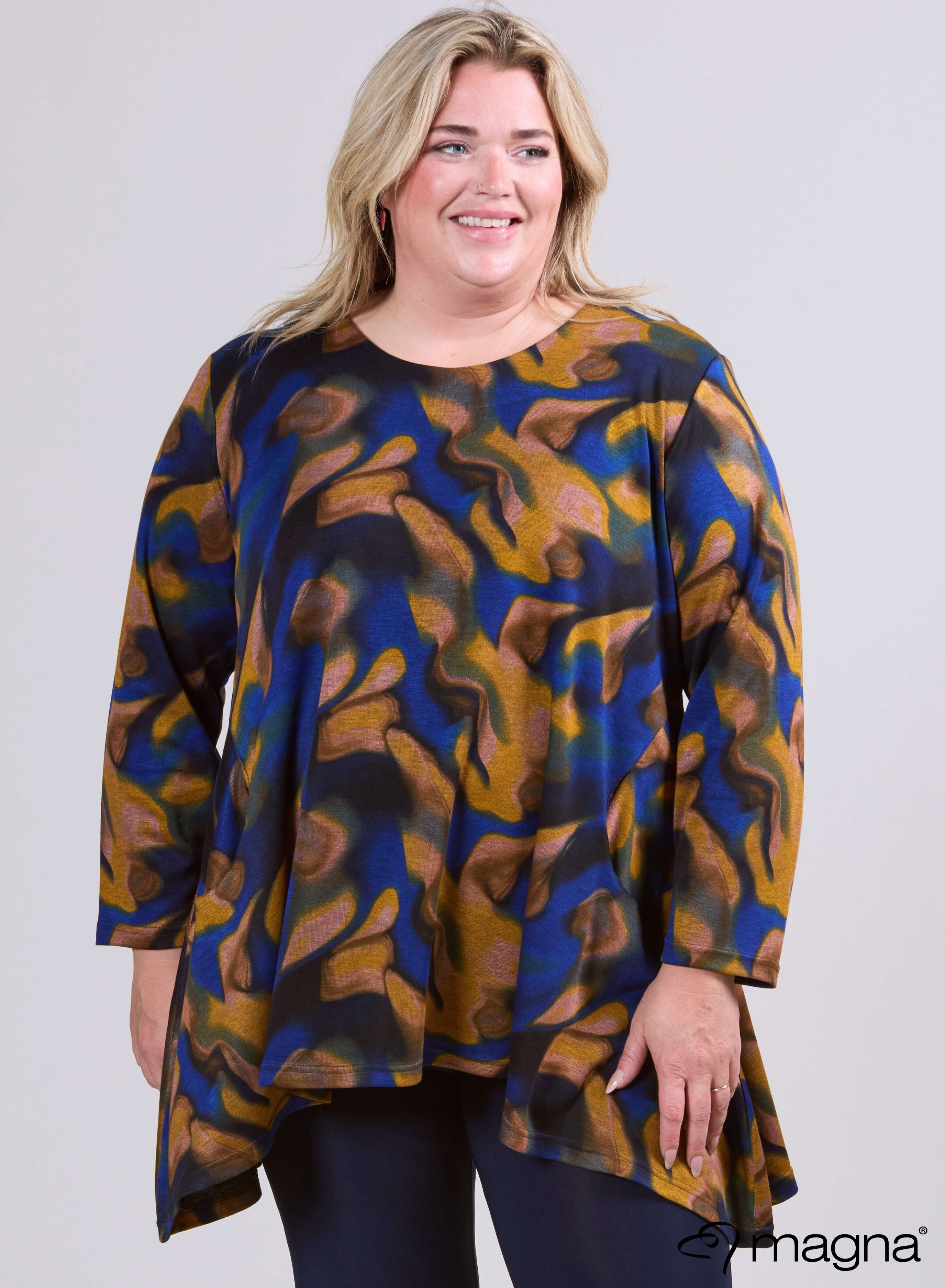 Magna Warme Tuniek met Royale Zakken Cloudy Waves Blauw