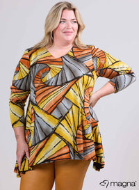 Magna Warme Tuniek met Royale Zakken Ochre Rust Maze