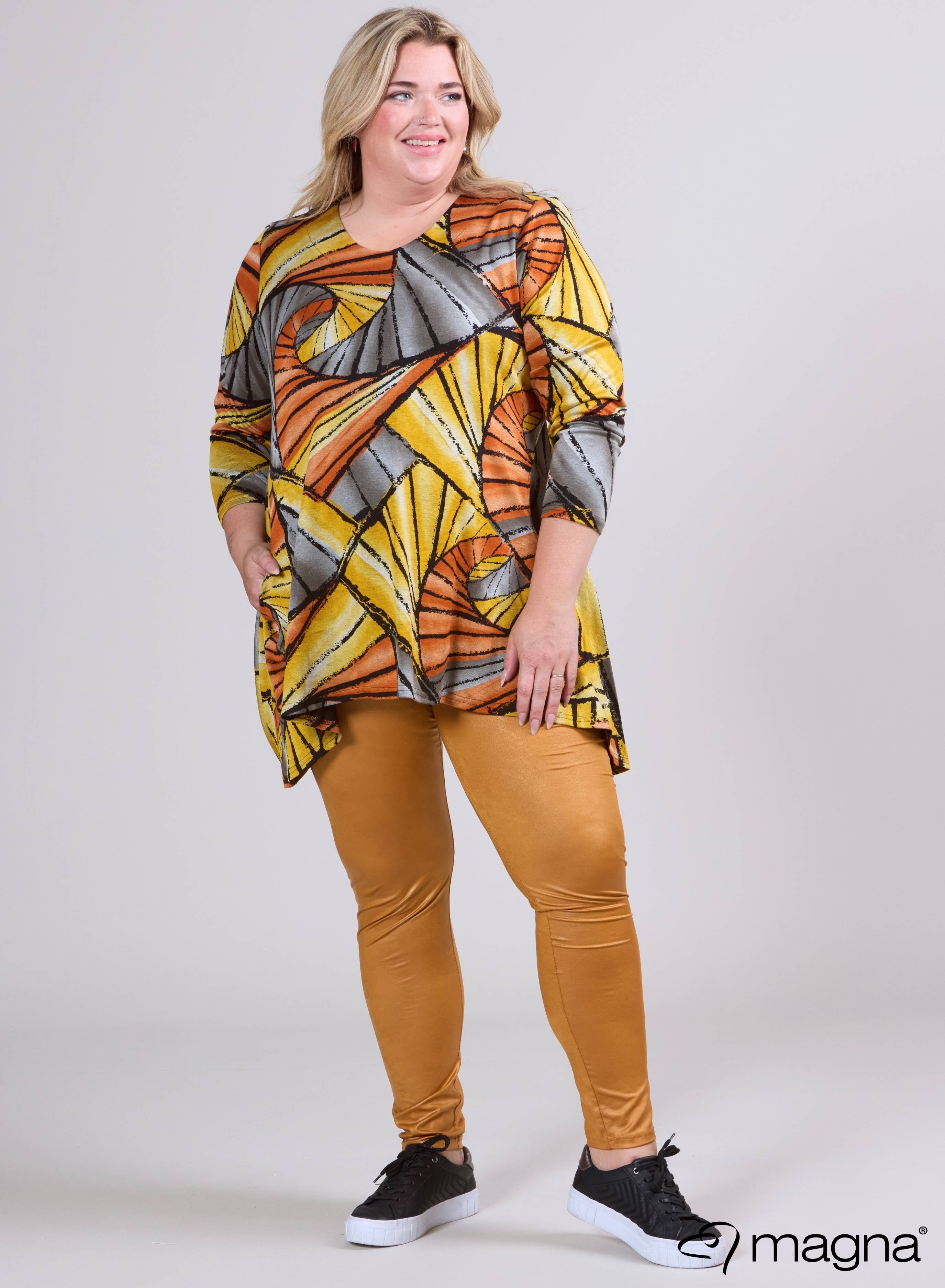 Magna Warme Tuniek met Royale Zakken Ochre Rust Maze