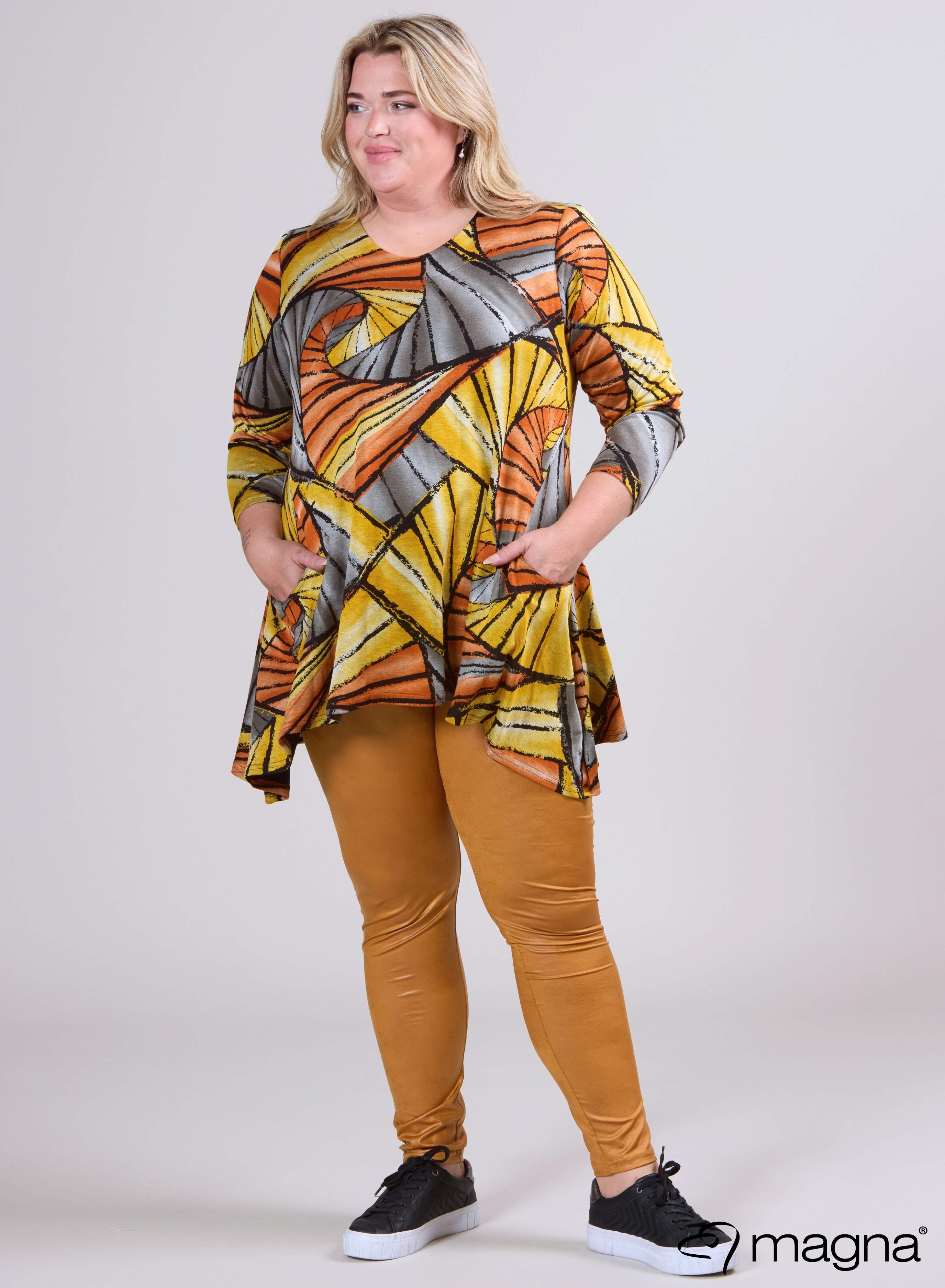 Magna Warme Tuniek met Royale Zakken Ochre Rust Maze