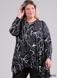 Magna Generous Pocket Tunic Marble Print Black
