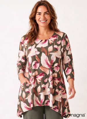 Magna Generous Pocket Tunic Dark Botanical Green