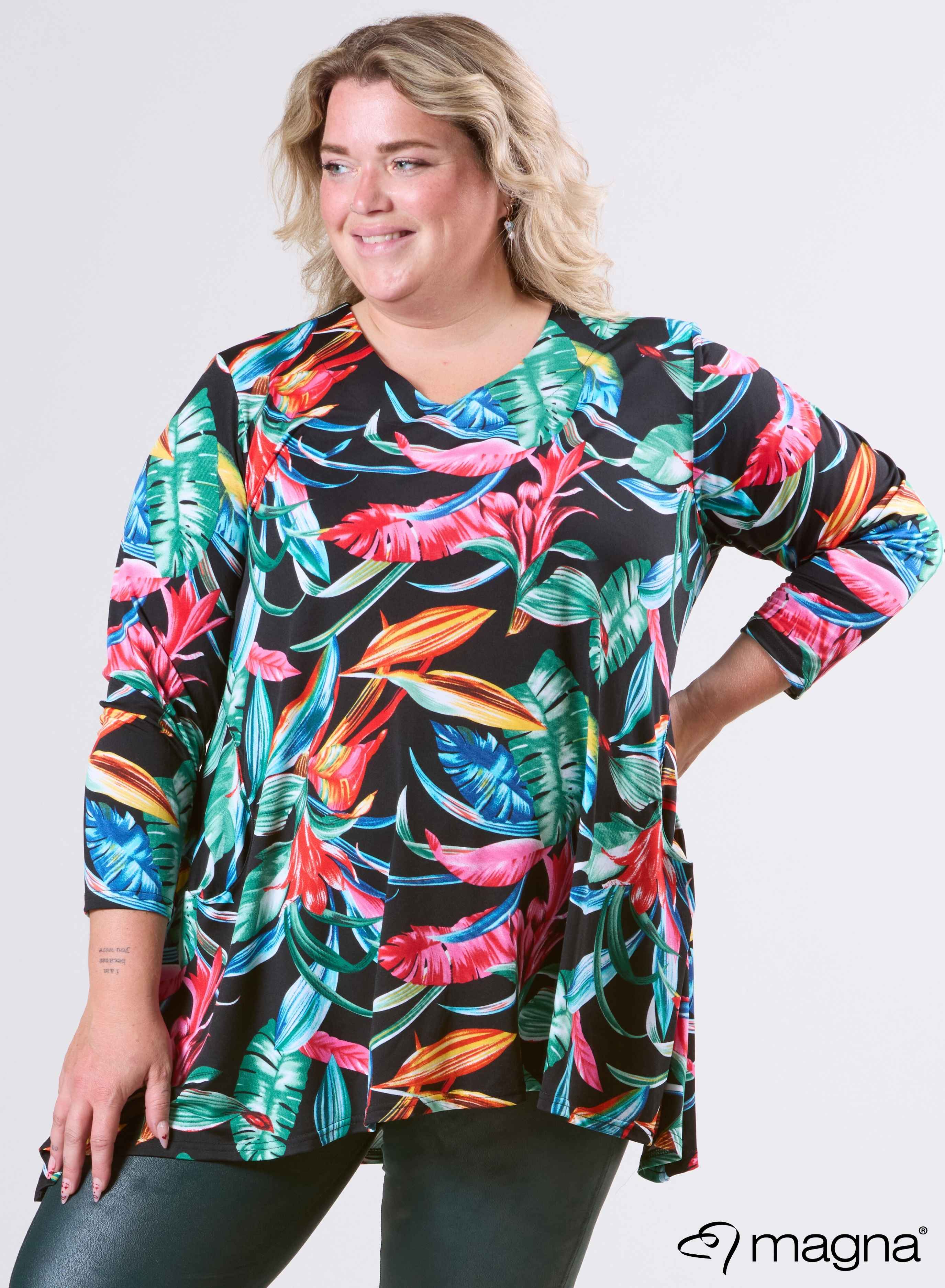 Magna Tuniek met Ruime Zakken Big Leaves Groen Rood