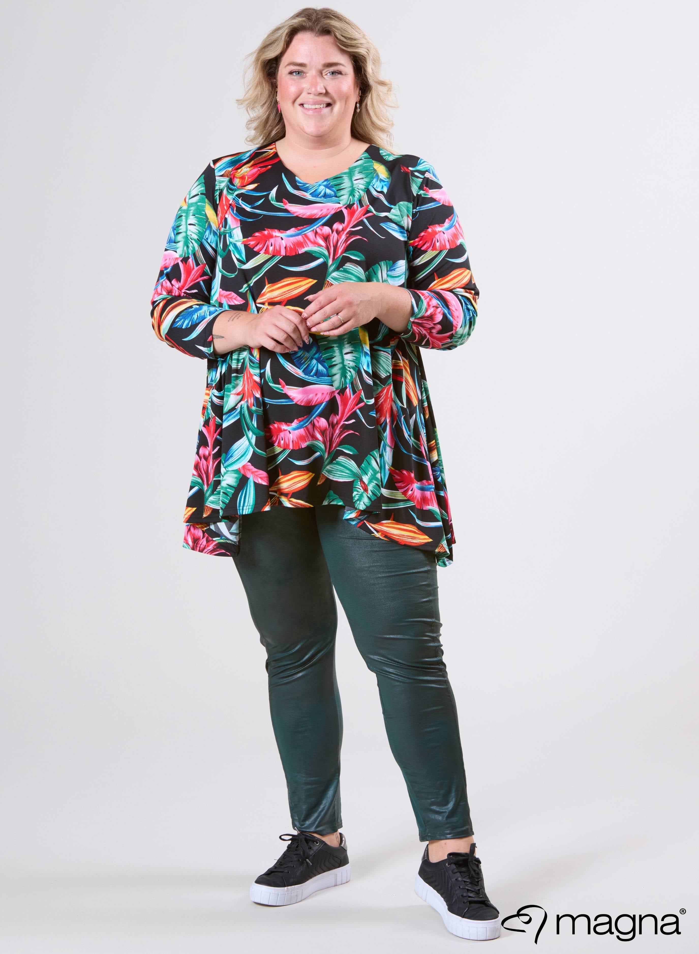 Magna Tuniek met Ruime Zakken Big Leaves Groen Rood