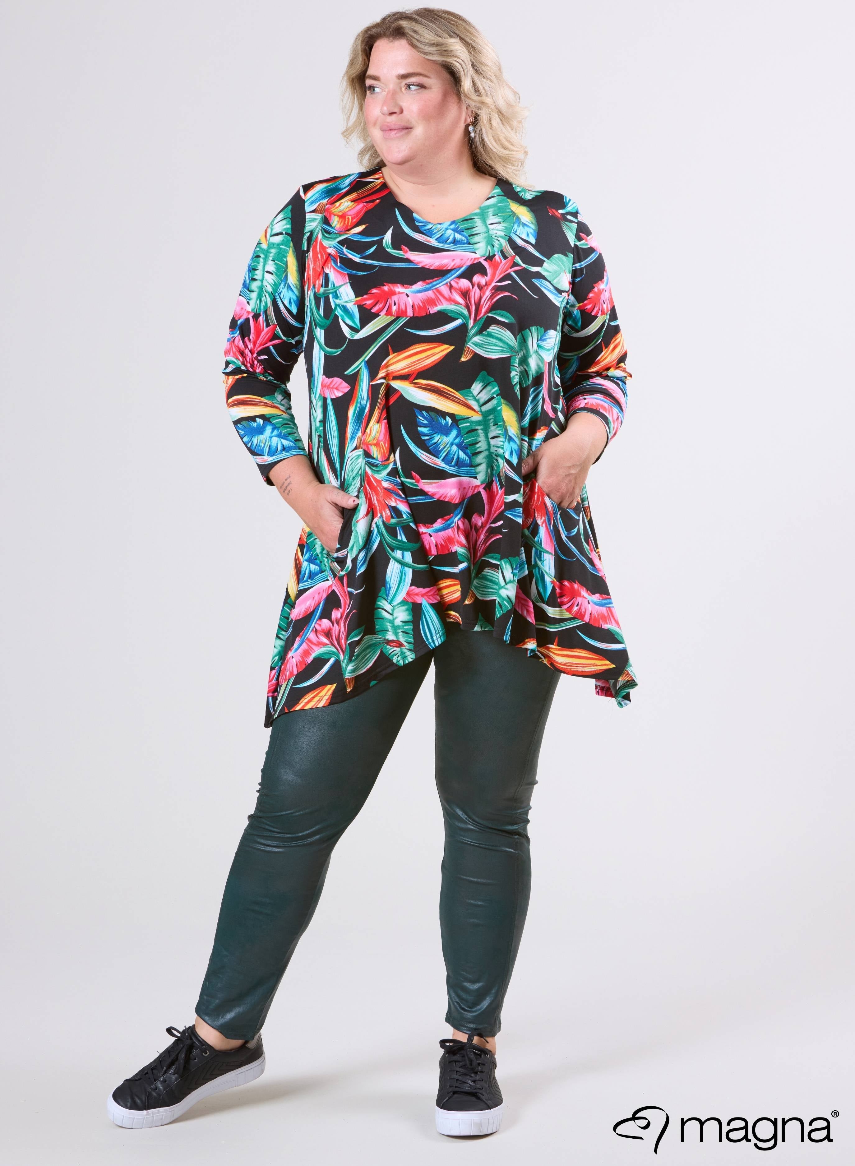 Magna Tuniek met Ruime Zakken Big Leaves Groen Rood