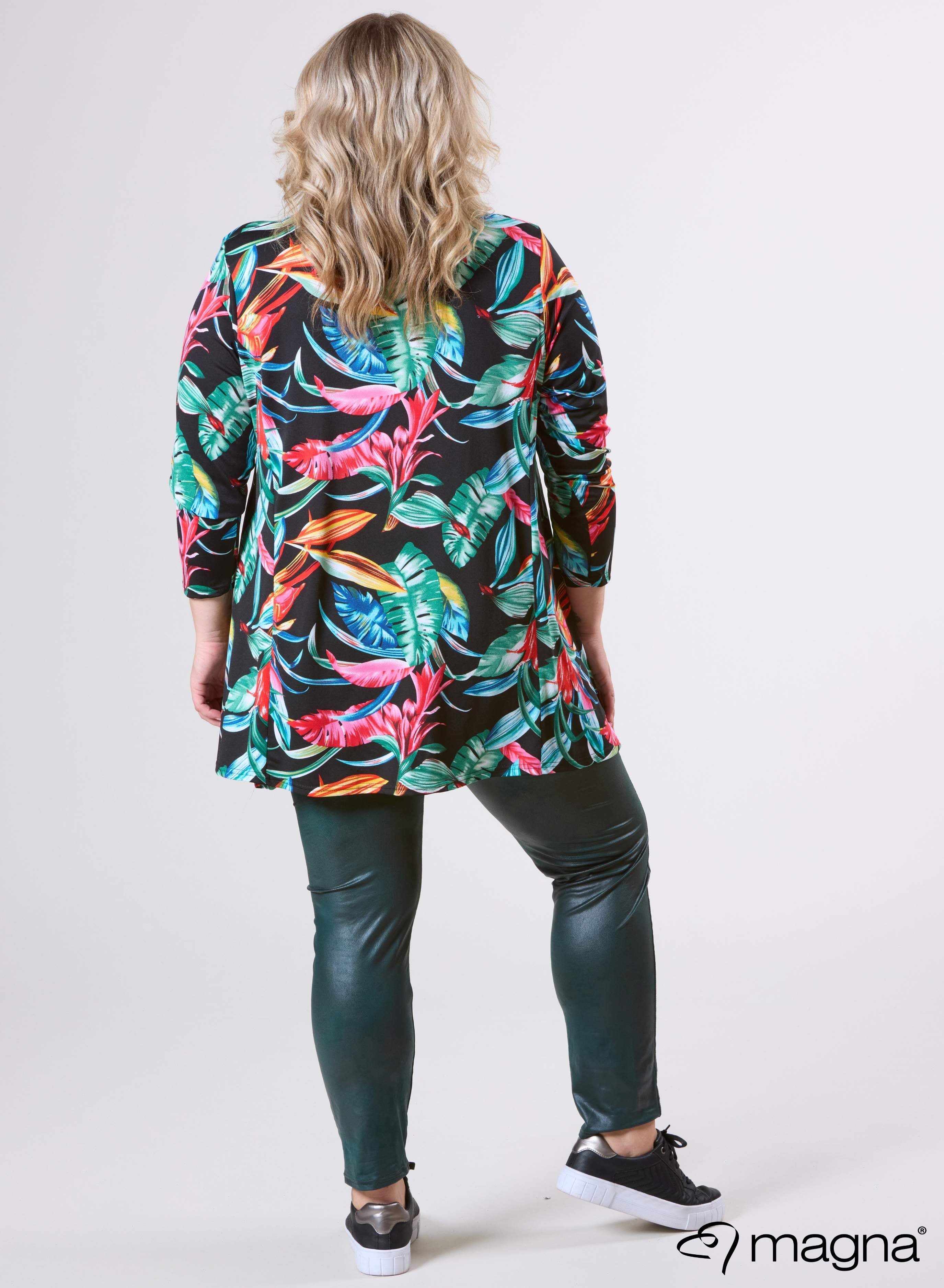 Magna Tuniek met Ruime Zakken Big Leaves Groen Rood