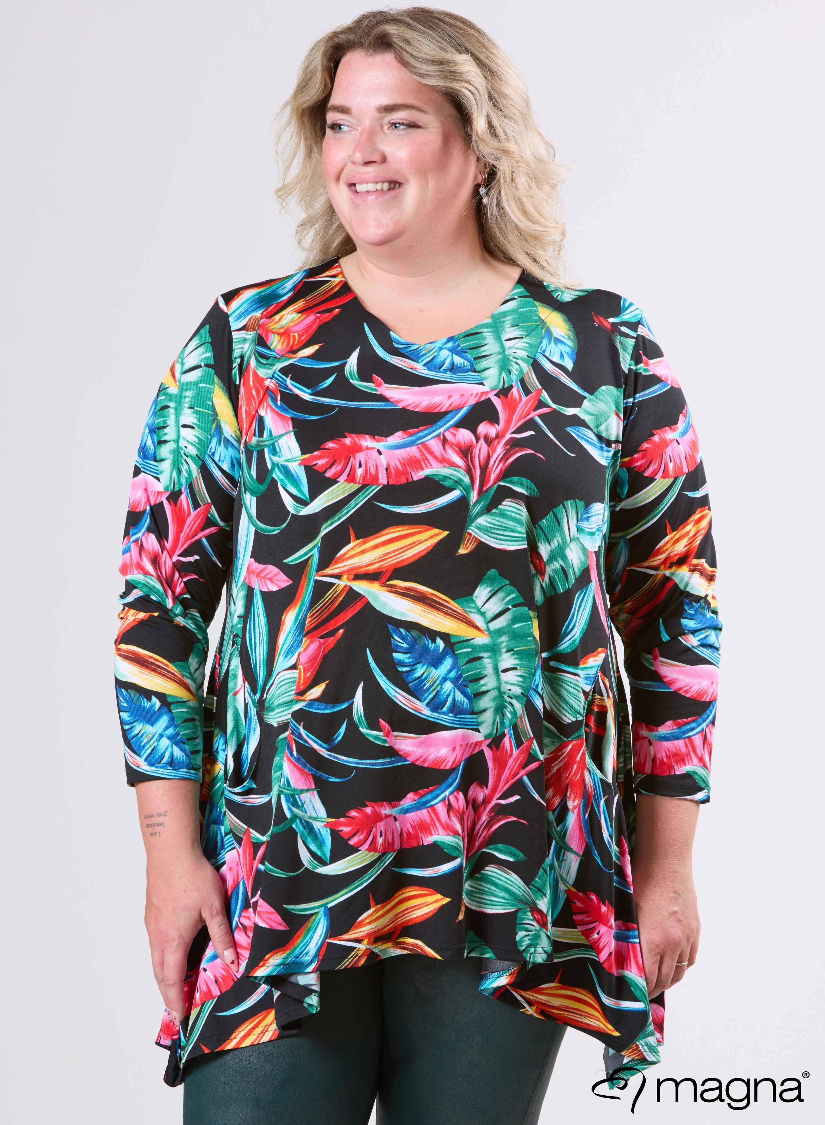 Magna Tuniek met Ruime Zakken Big Leaves Groen Rood