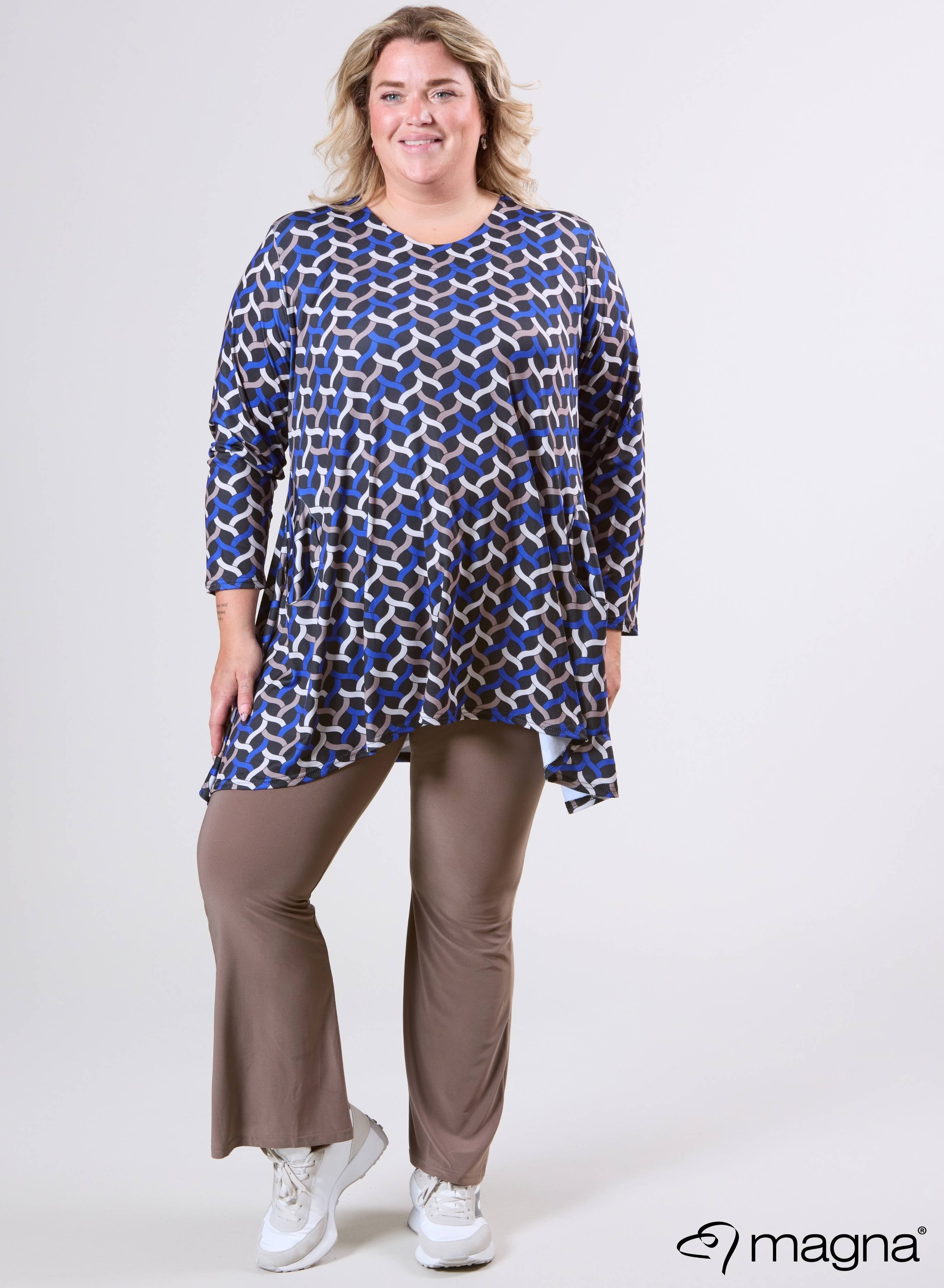 Magna Tuniek met Ruime Zakken Woven Design Koningsblauw Zand