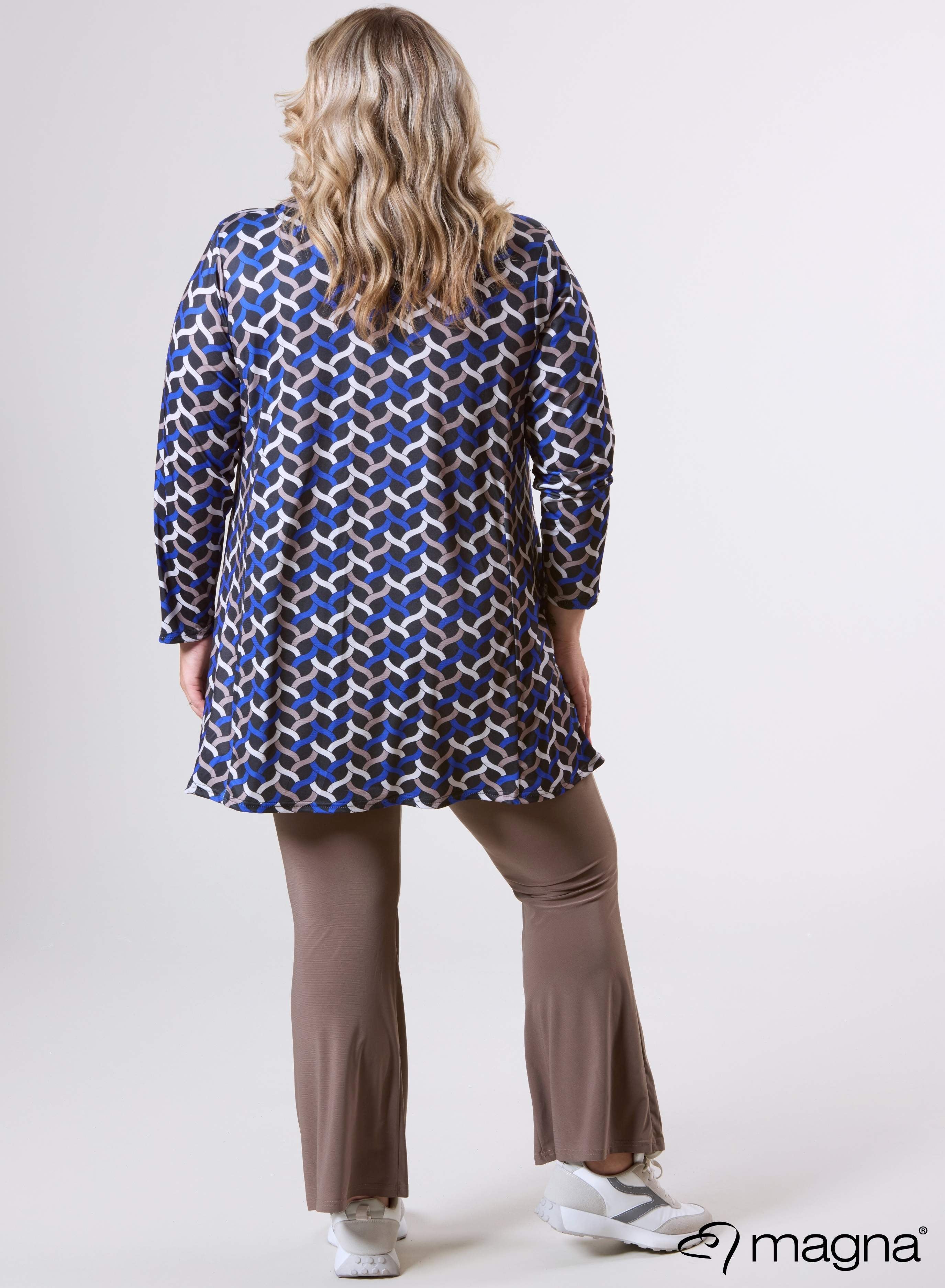 Magna Tuniek met Ruime Zakken Woven Design Koningsblauw Zand