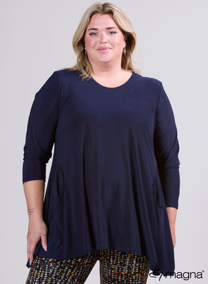 Magna Großzügige Taschentunika Marineblau