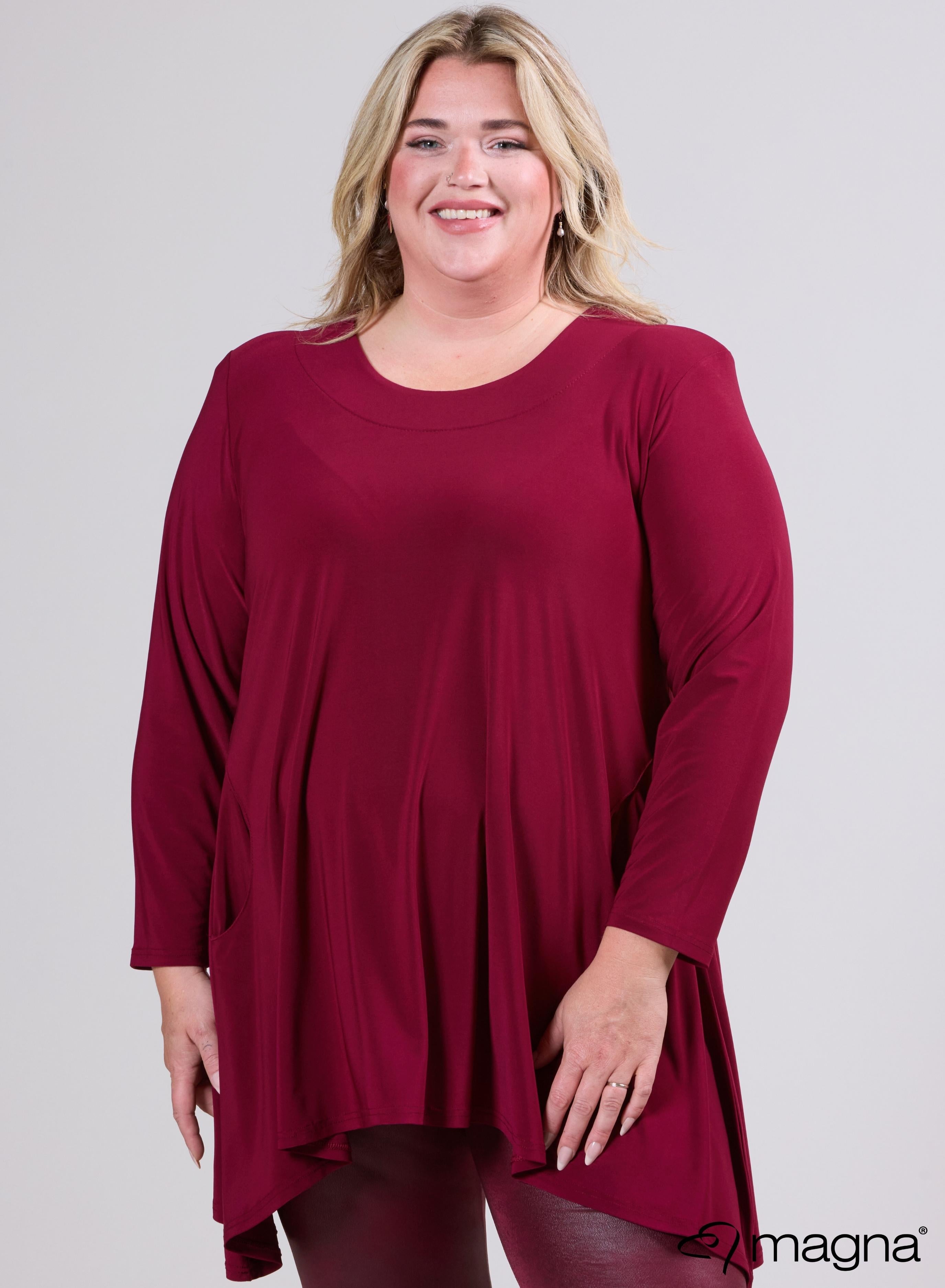 Magna Generous Pocket Tunic Wine Red