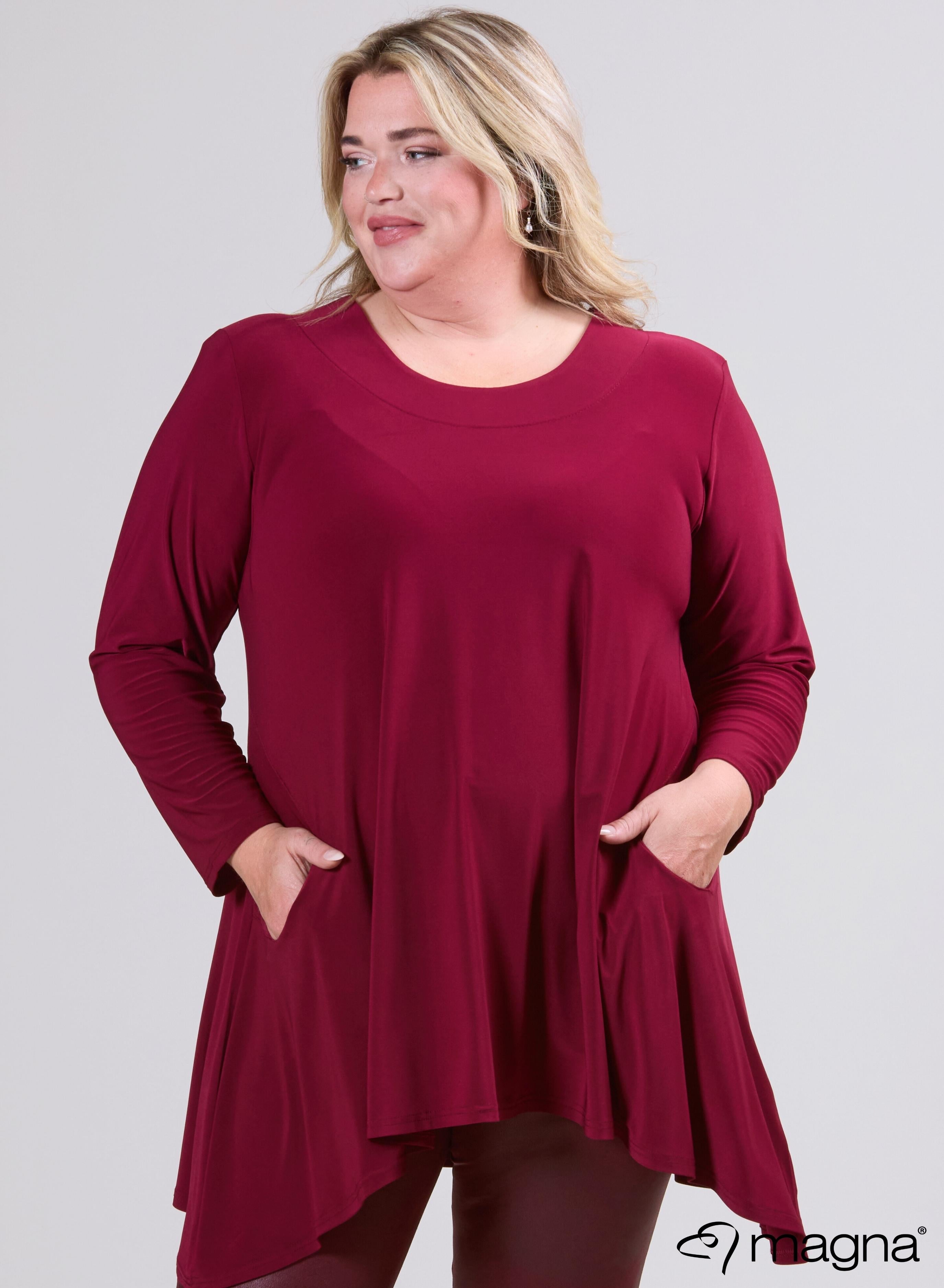Magna Generous Pocket Tunic Wine Red