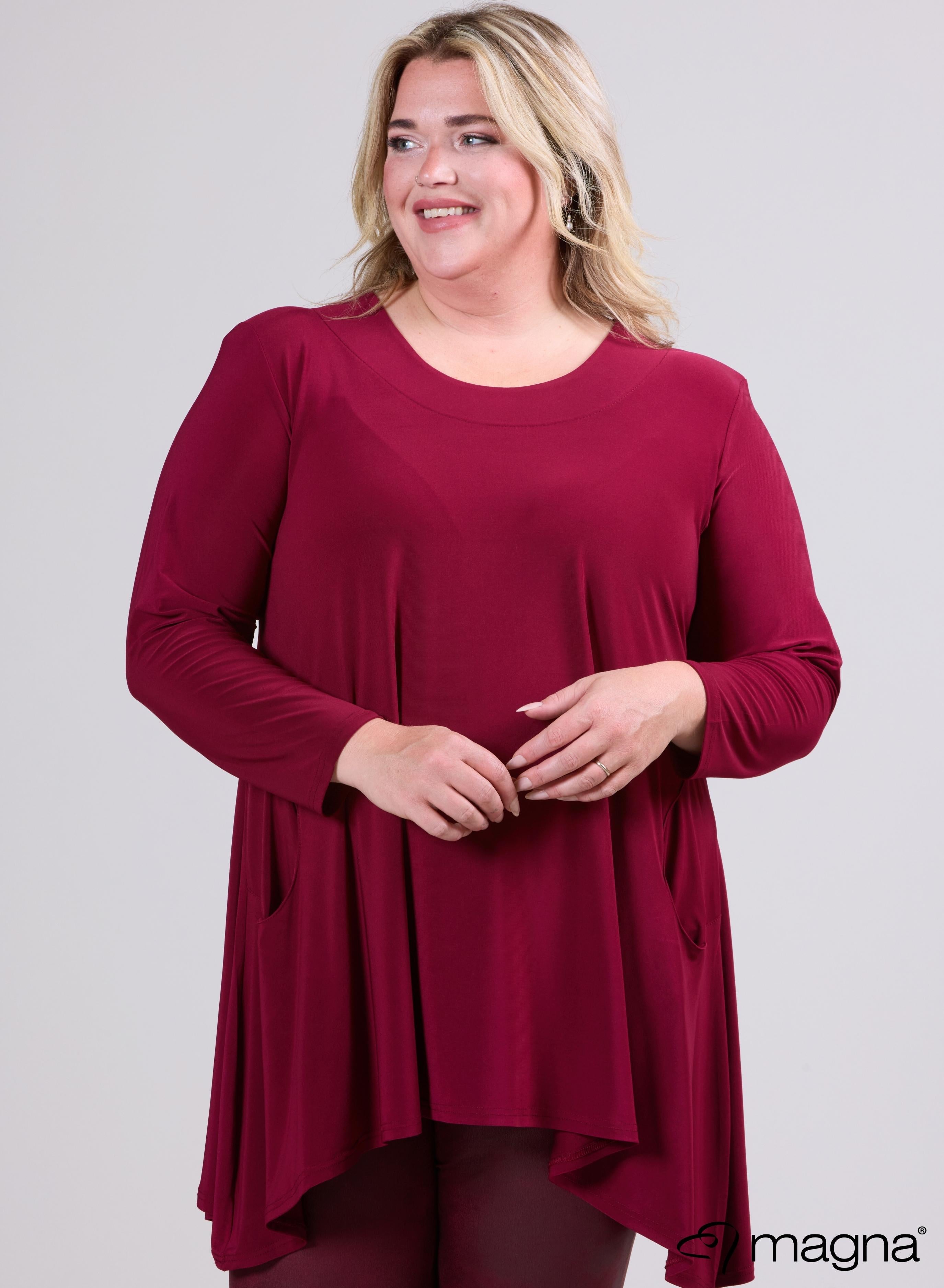 Magna Generous Pocket Tunic Wine Red