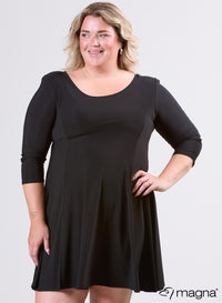 Magna A-line Midi Dress Black