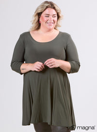 Magna A-line Midi Dress Khaki