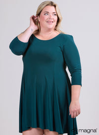 Magna A-line Midi Dress Bottle Green