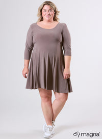 Magna A-line Midi Dress Taupe