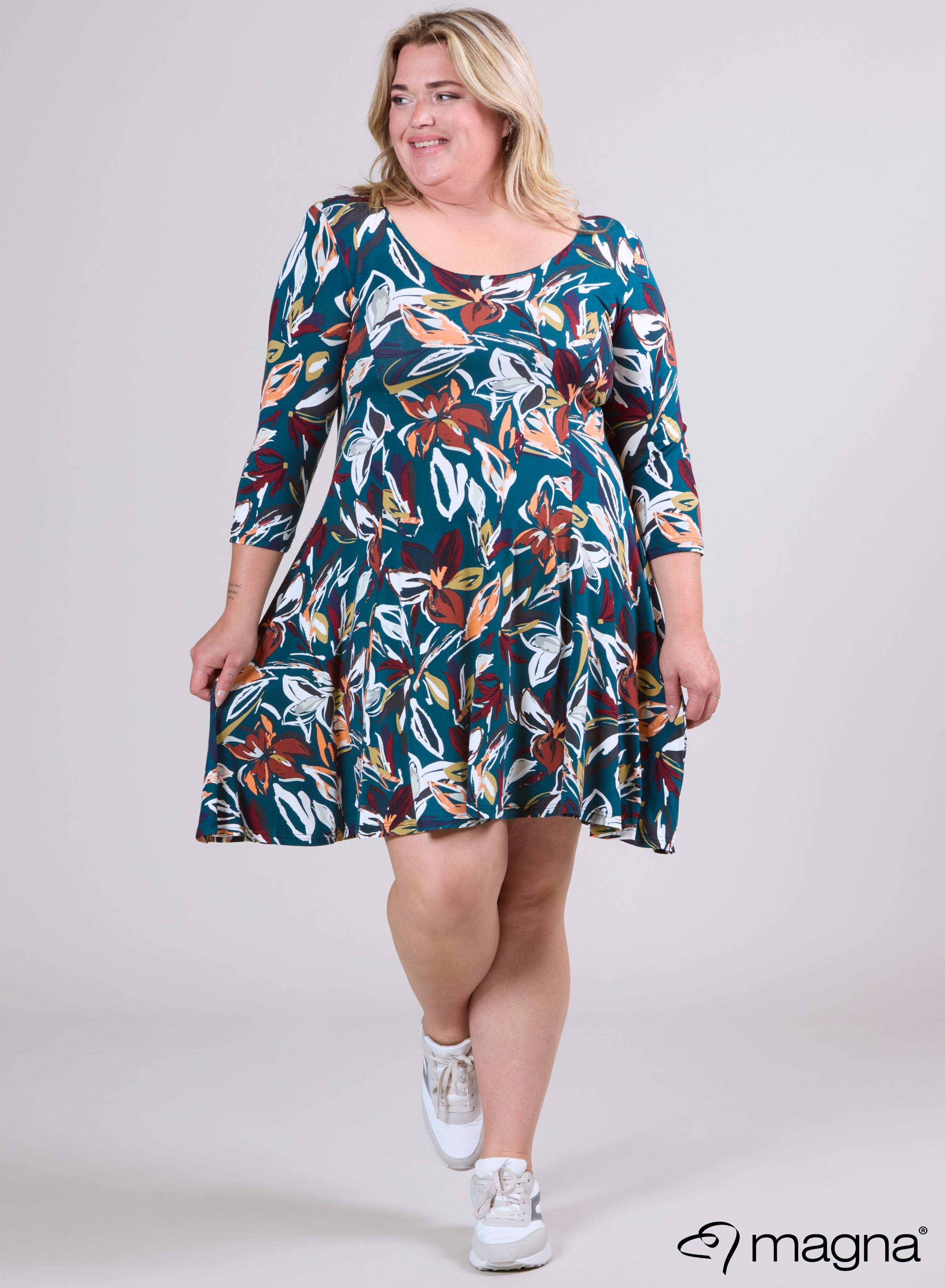 Magna A-lijn Jurk Bloemen Groen Mix