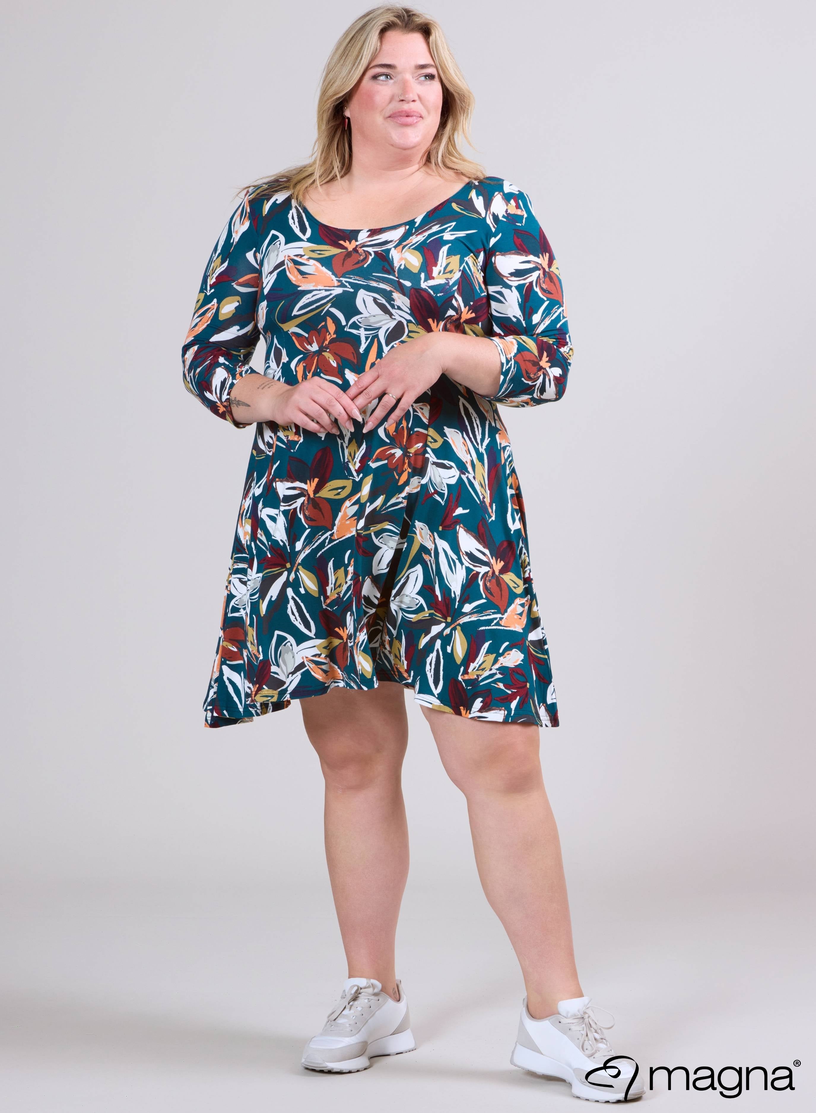 Magna A-lijn Jurk Bloemen Groen Mix