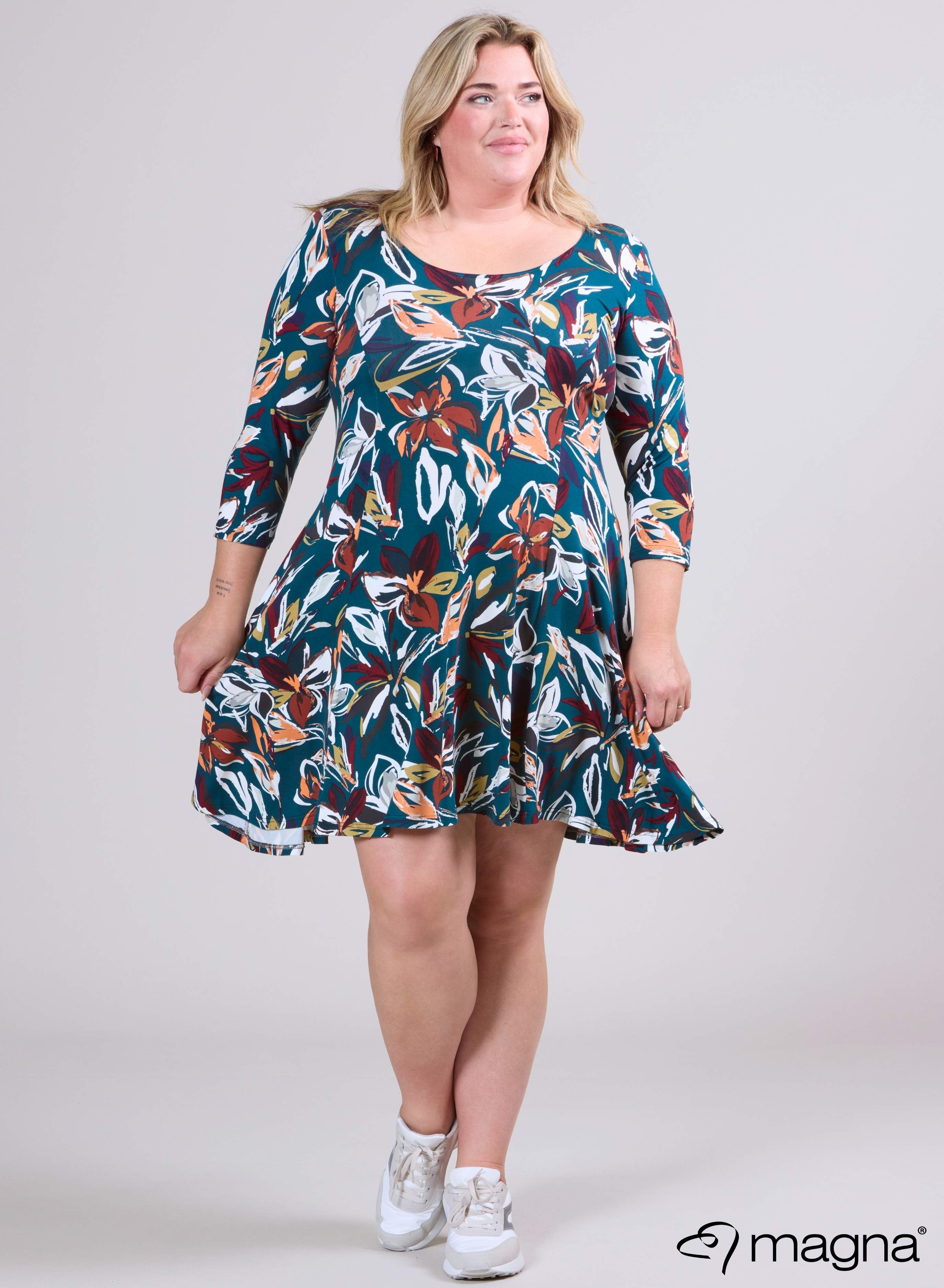 Magna A-lijn Jurk Bloemen Groen Mix