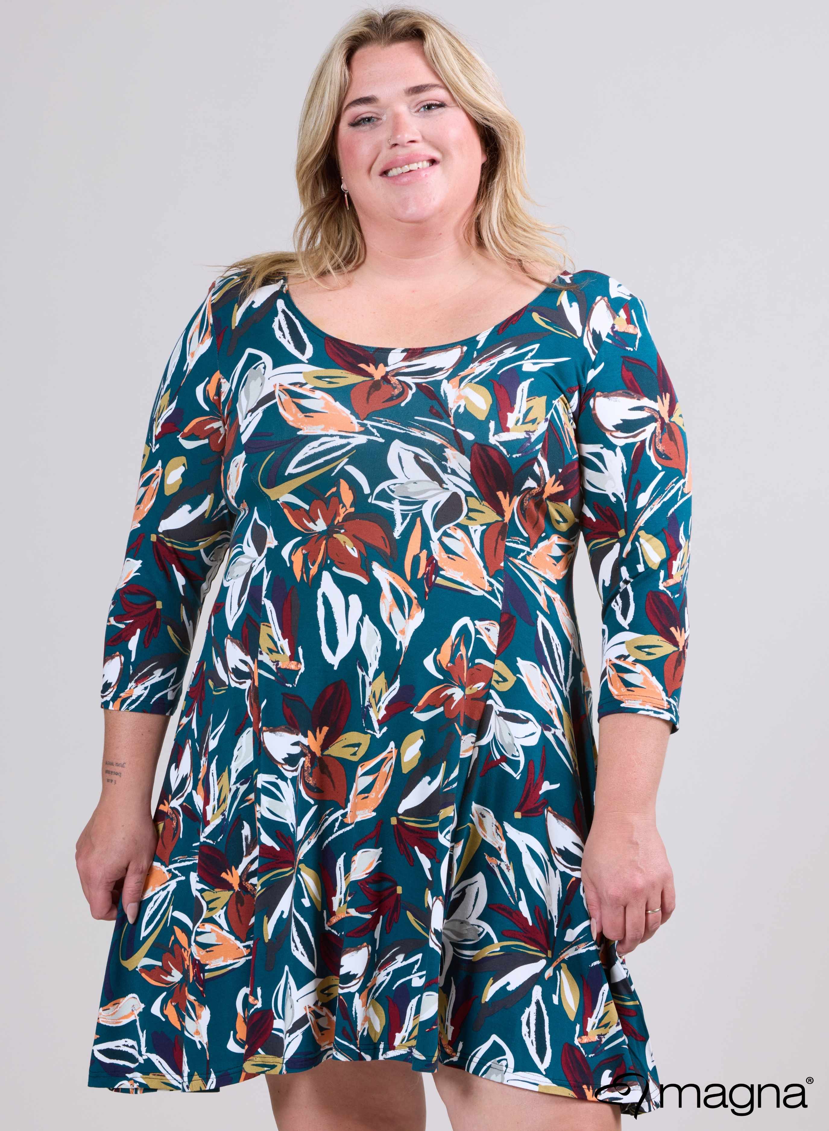 Magna A-lijn Jurk Bloemen Groen Mix