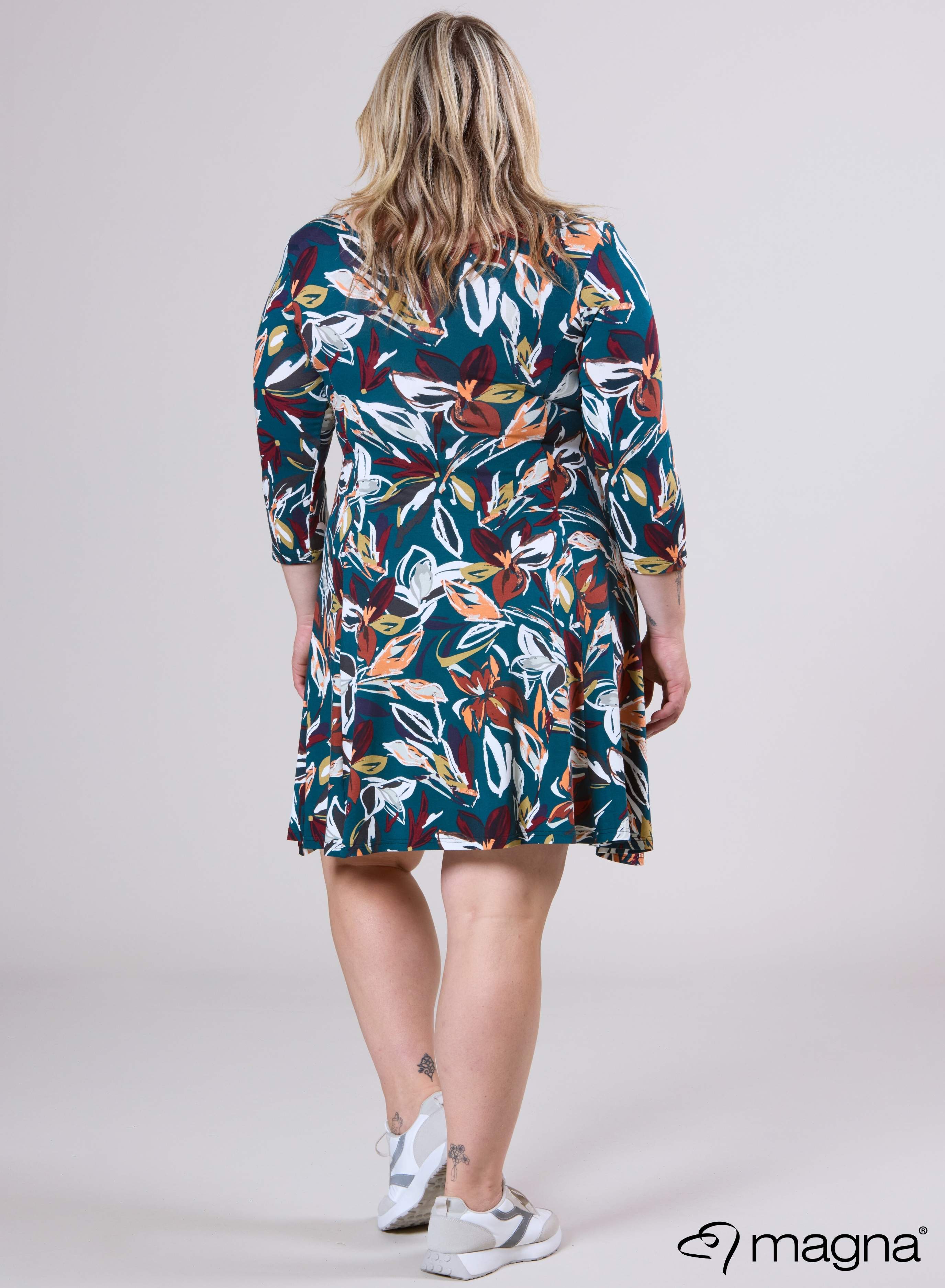 Magna A-lijn Jurk Bloemen Groen Mix