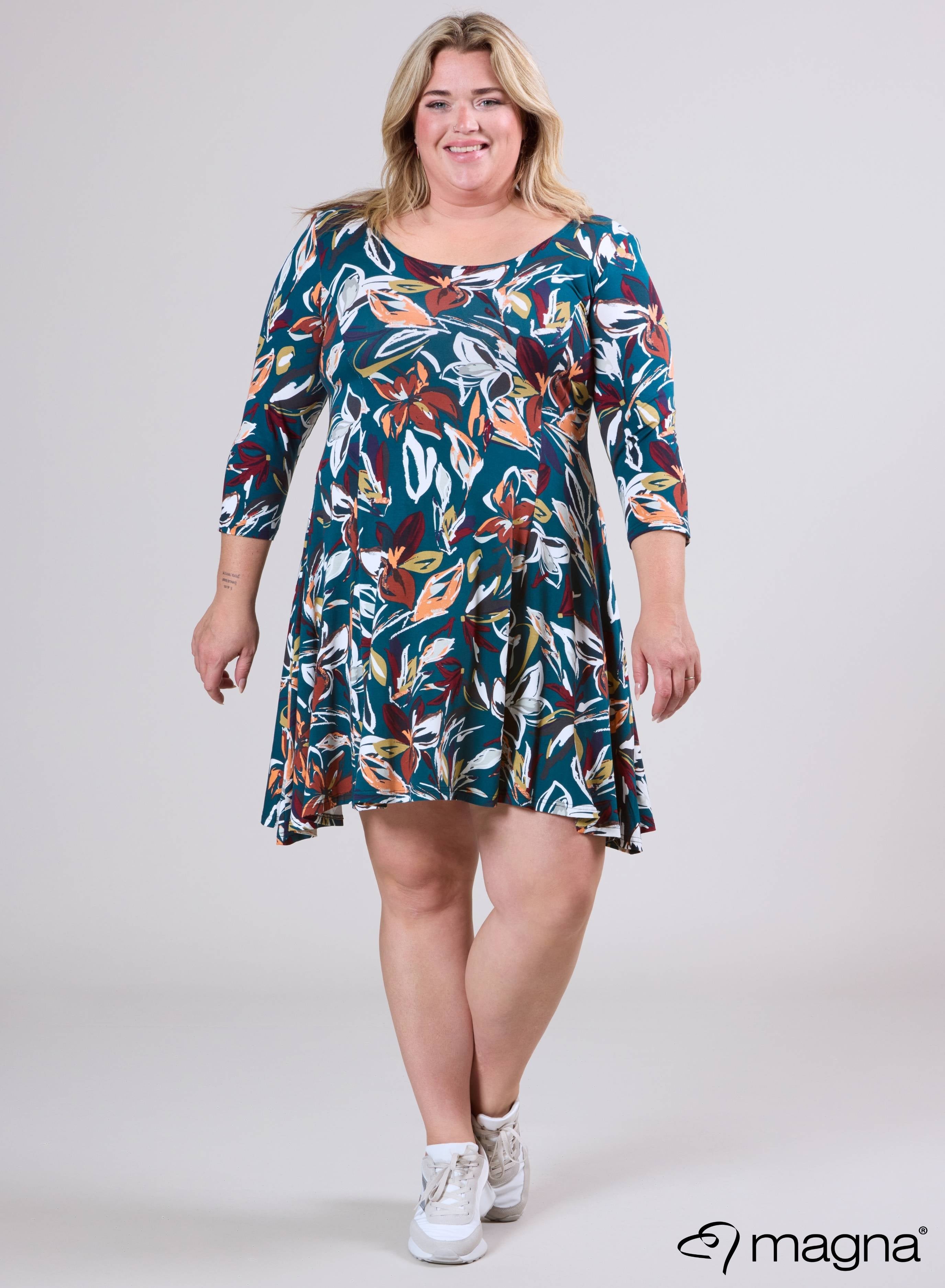 Magna A-lijn Jurk Bloemen Groen Mix