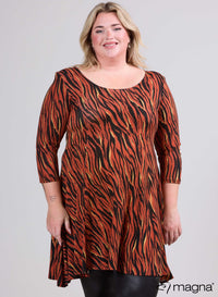 Magna A-lijn Jurk Zebra Strepen Roest