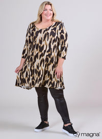 Magna A-lijn Jurk Dierenprint Bruin Zwart