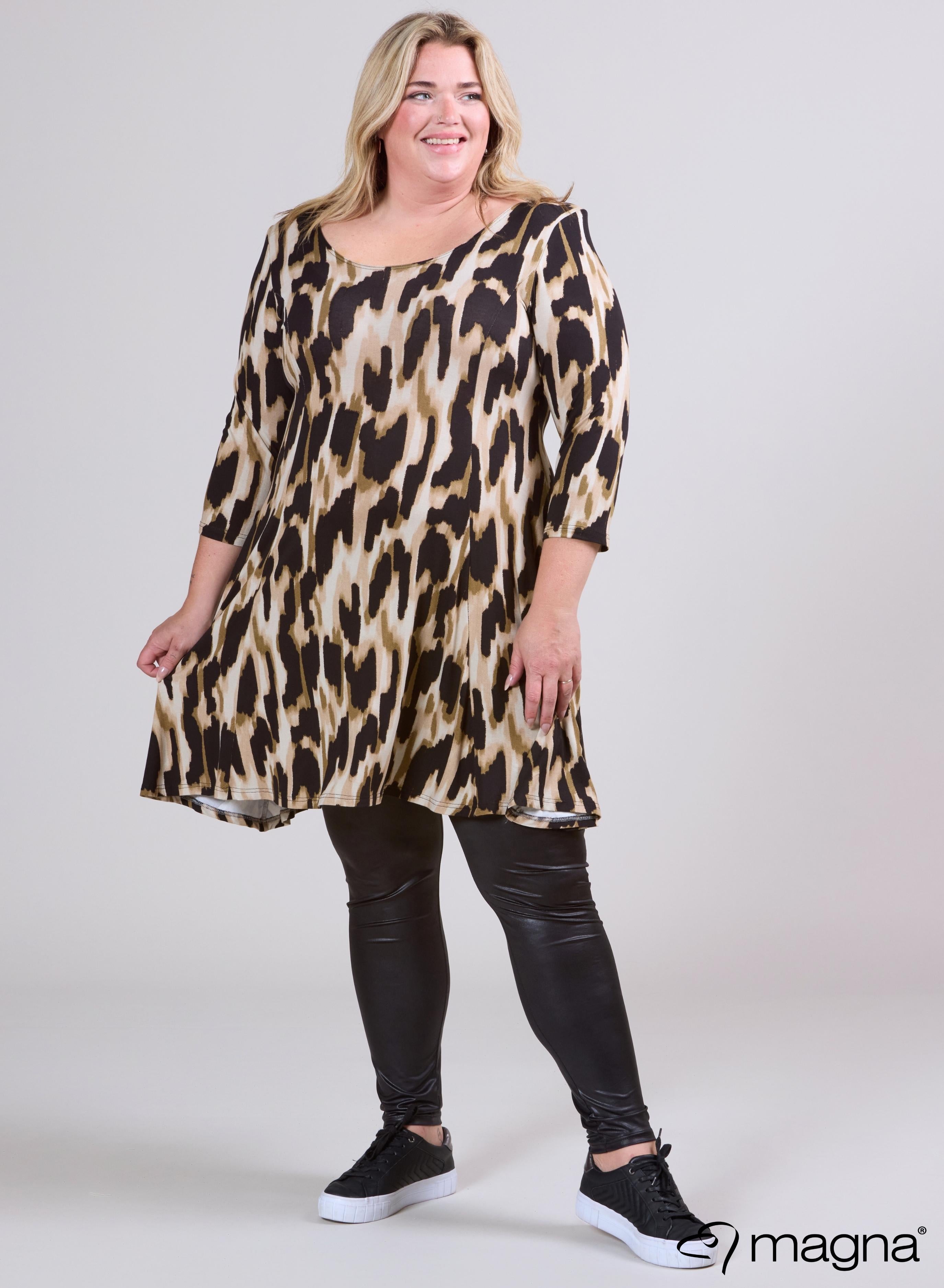 Magna A-lijn Jurk Dierenprint Bruin Zwart